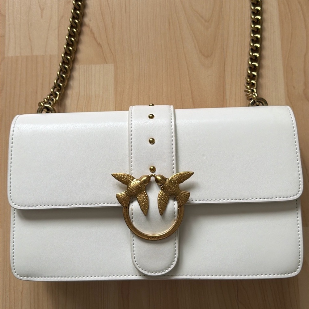 Pinko white leather crossbody shoulder bag purse - Picture 5 of 15